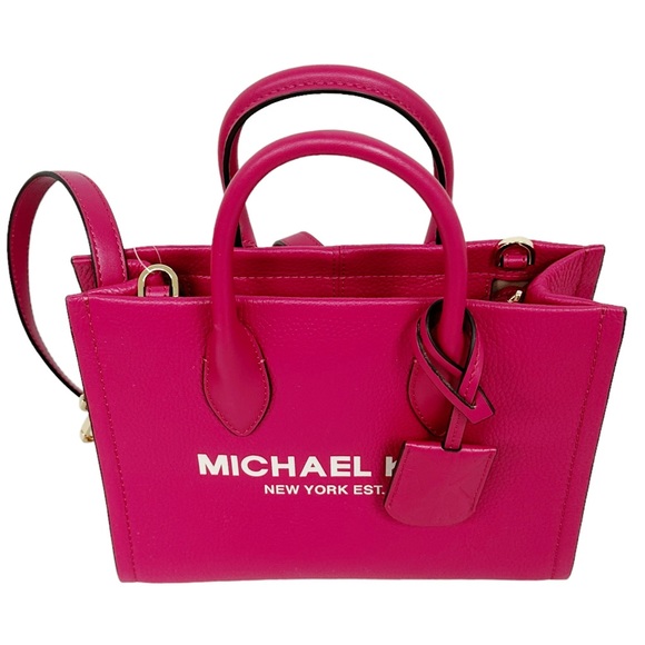 Michael Kors Small Top Zip Tote Crossbody Hot Pink Leather Logo - Picture 3 of 4
